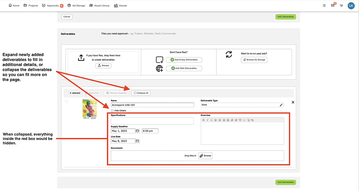 Admation Add Deliverables